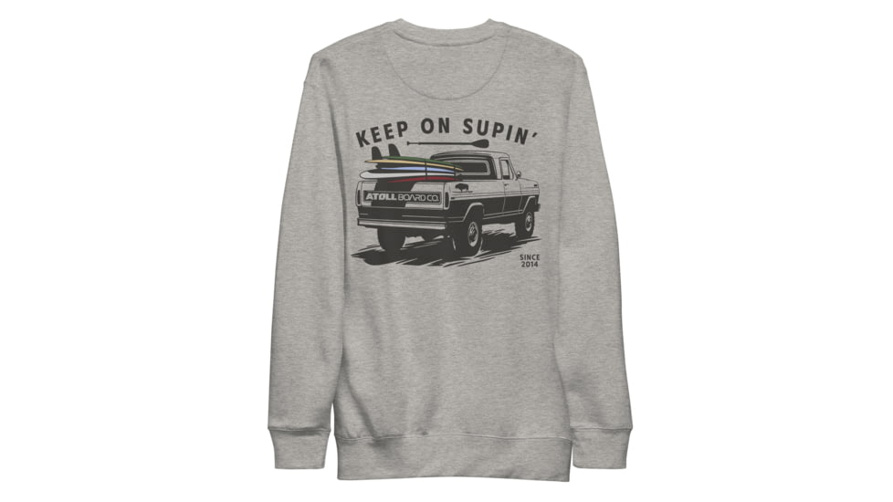 Atoll Board Co Unisex Crew Neck Sweatshirt with Atoll Paddle Board Truck Graphic - Carbon Grey, S - Carbon Grey,S, 64594F5D84CDECarbon-Grey-S