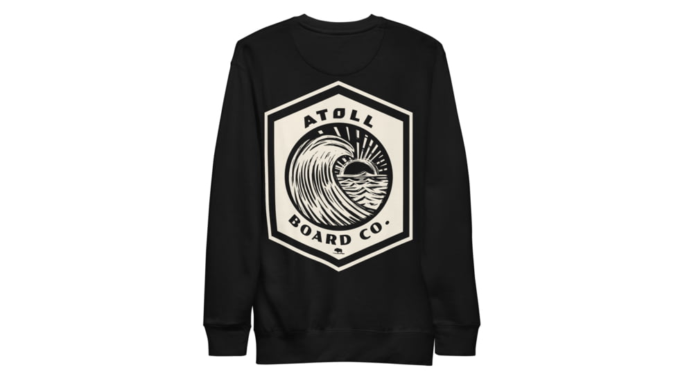 Atoll Board Co Unisex Crew Neck Sweatshirt with Atoll Wave Graphic - Black, M - Black,M, 646397C970CEFBlack-M