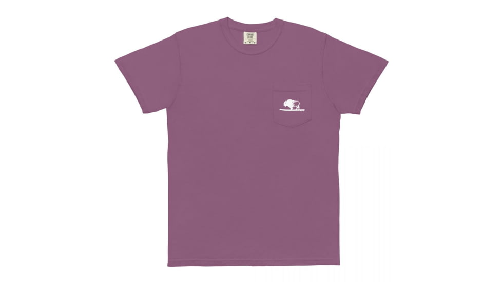Atoll Board Co Unisex garment-dyed pocket t-shirt with Atoll Hand Drawn Bison Graphic - Berry, S - Berry,S, 62C6109454F14Berry-S
