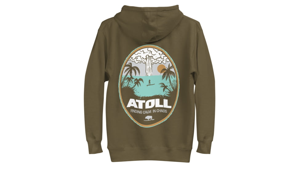 Atoll Board Co Unisex Hoodie with Atoll Calm in Chaos Graphic - Military Green, M - Military Green,M, 637BCC0FBCEE5Military-Green-M