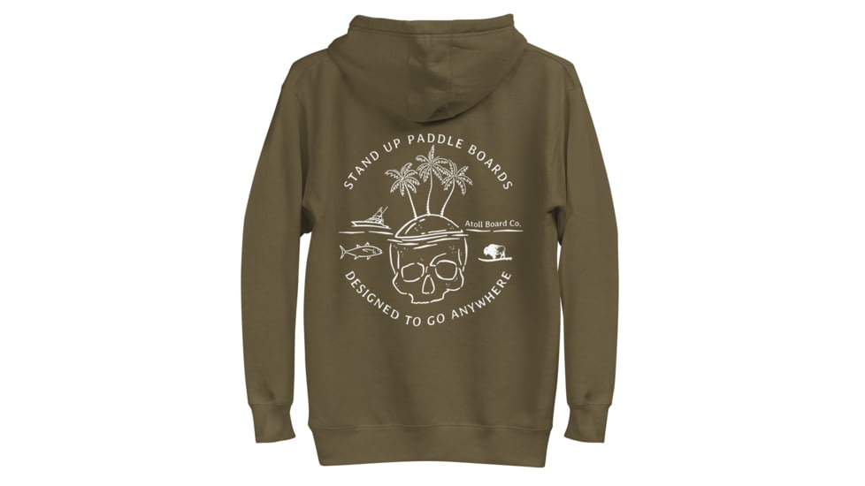 Atoll Board Co Unisex Hoodie with Atoll Skull Island Graphic - Military Green, L - Military Green,L, 64503FB701D22Military-Green-L