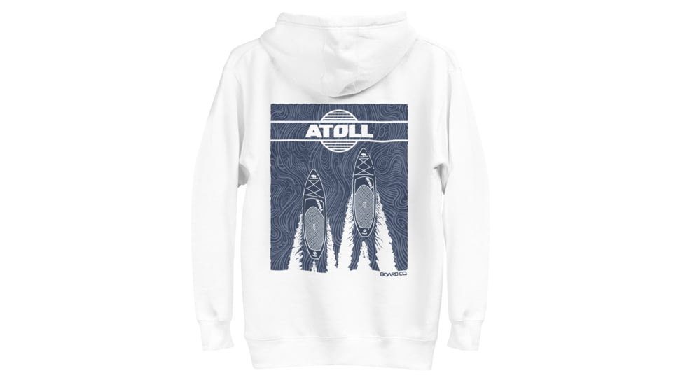 Atoll Board Co Unisex Hoodie with Atoll SUP and Wake Graphic - White, L - White,L, 637BCE6632C33White-L