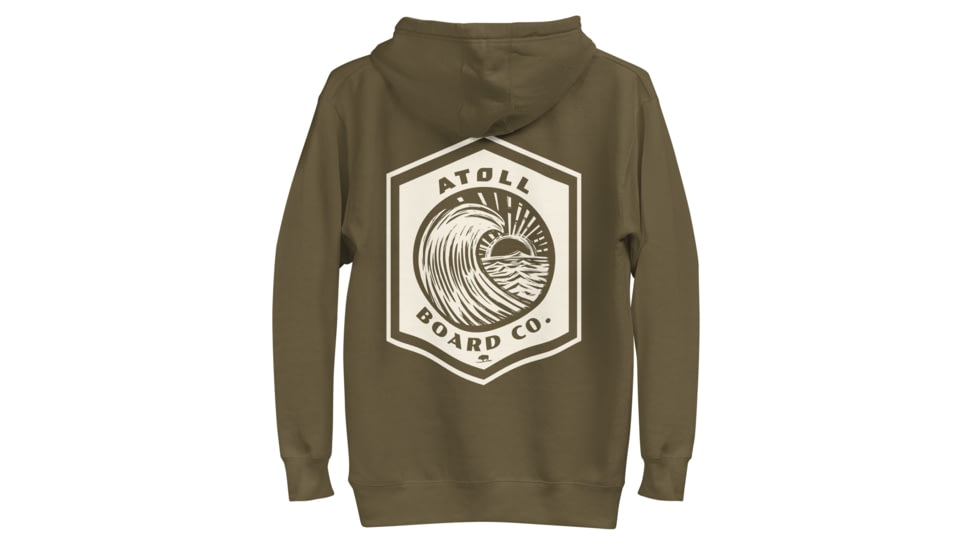 Atoll Board Co Unisex Hoodie with Atoll Wave Graphic - Military Green, L - Military Green,L, 6463961A8385BMilitary-Green-L