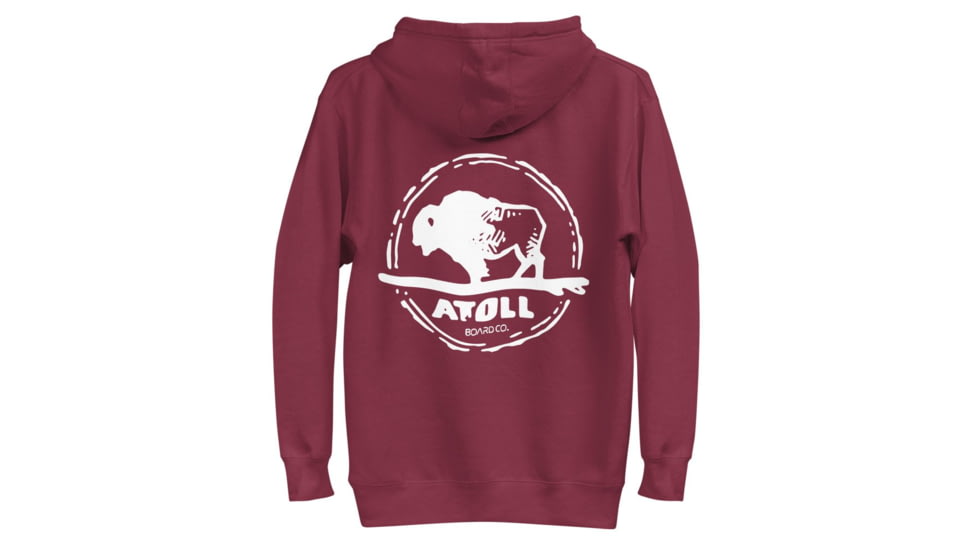 Atoll Board Co Unisex Hoodie with Hand Drawn Atoll Logo - Maroon, S - Maroon,S, 628E8B7D50B97Maroon-S