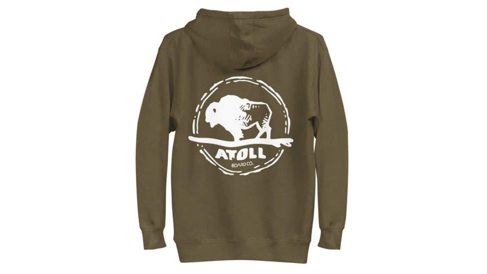 Atoll Board Co Unisex Hoodie with Hand Drawn Atoll Logo - Military Green, XL - Military Green,XL, 628E8B7D50B97Military-Green-XL