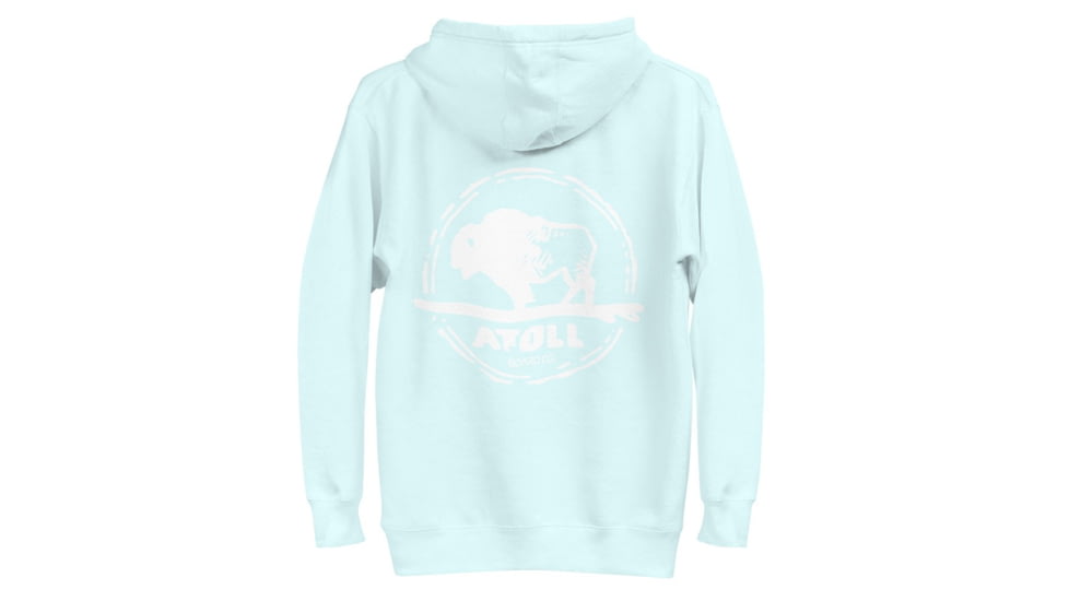 Atoll Board Co Unisex Hoodie with Hand Drawn Atoll Logo - Sky Blue, L - Sky Blue,L, 628E8B7D50B97Sky-Blue-L