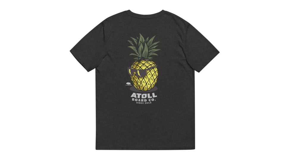 Atoll Board Co Unisex Organic Cotton Tee with Atoll Pineapple Head Graphic - Dark Heather Grey, M - Dark Heather Grey,M, 6494C56223AA1Dark-Heather-Grey-M