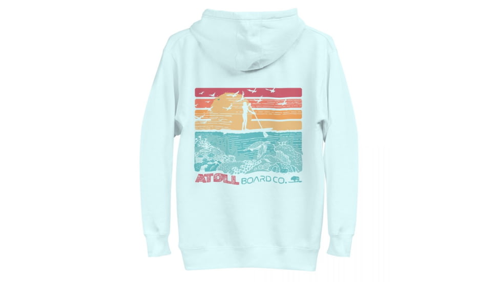 Atoll Board Co Unisex Premium Hoodie with Atoll SUP Rider and Reef Graphic - Sky Blue, XL - Sky Blue,XL, 62CEFCABCAE0CSky-Blue-XL