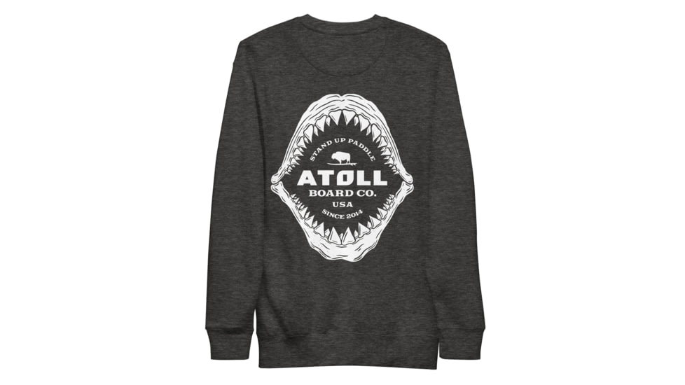 Atoll Board Co Unisex Premium Sweatshirt with Atoll Shark Fossil Graphic - Charcoal Heather, M - Charcoal Heather,M, 648746419EE75Charcoal-Heather-M