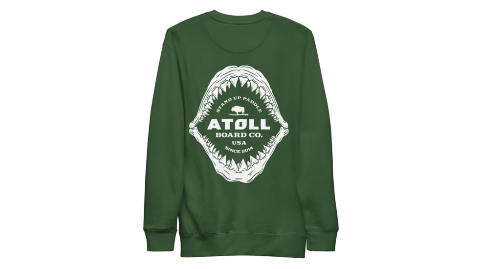 Atoll Board Co Unisex Premium Sweatshirt with Atoll Shark Fossil Graphic - Forest Green, 2XL - Forest Green,2XL, 648746419EE75Forest-Green-2XL