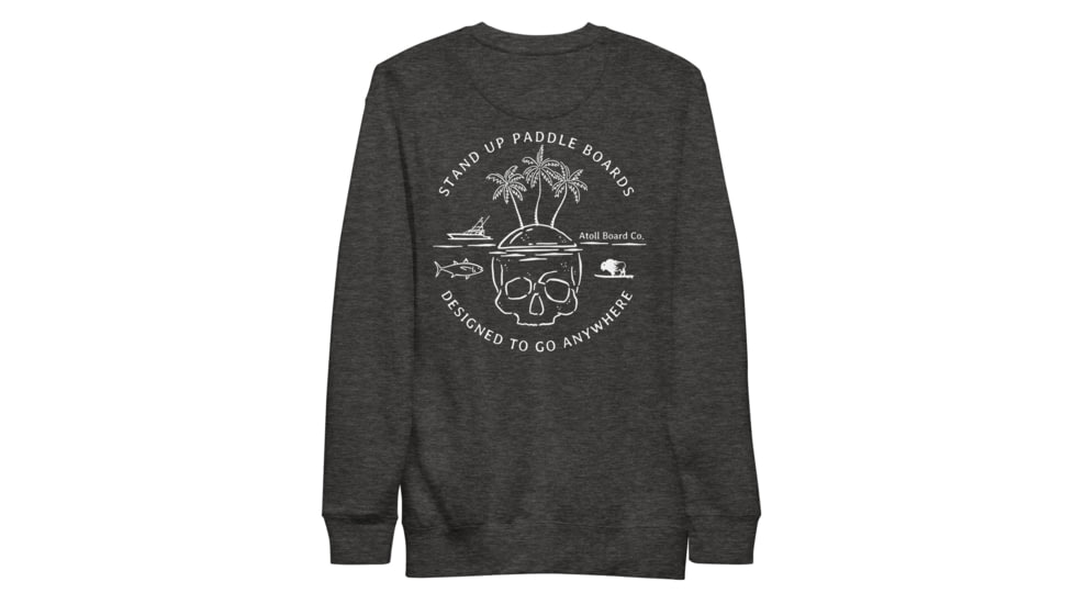 Atoll Board Co Unisex Premium Sweatshirt with Atoll Skull Island Graphic - Charcoal Heather, 2XL - Charcoal Heather,2XL, 6450460B65F89Charcoal-Heather-2XL