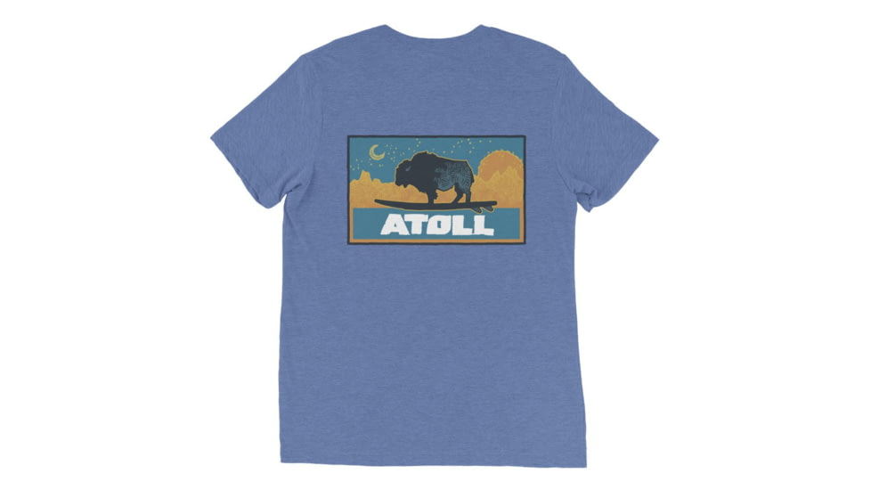 Atoll Board Co Unisex Premium Tri Blend Tee with Atoll Sunset Logo Night Edition - Blue Triblend, L - Blue Triblend,L, 629A4D0F8EE49Blue-Triblend-L