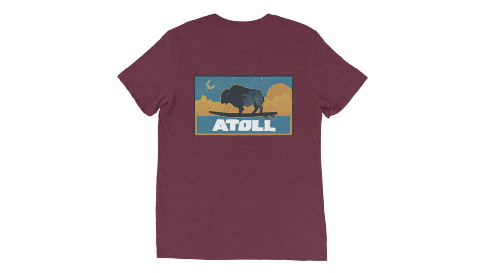 Atoll Board Co Unisex Premium Tri Blend Tee with Atoll Sunset Logo Night Edition - Maroon Triblend, L - Maroon Triblend,L, 629A4D0F8EE49Maroon-Triblend-L