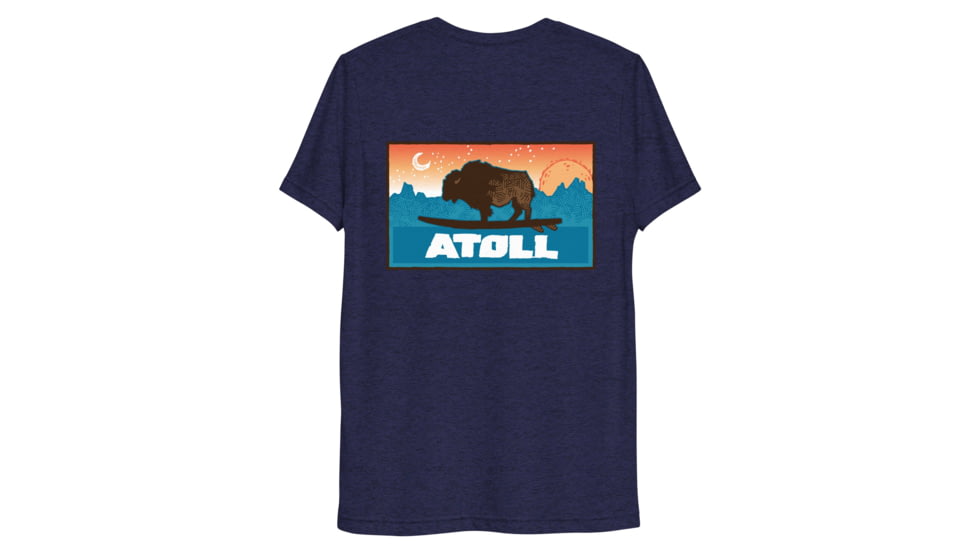 Atoll Board Co Unisex Premium Tri Blend Tee with Atoll Sunset Logo Original Edition - Navy Triblend, XL - Navy Triblend,XL, 629A4B94B49D2Navy-Triblend-XL