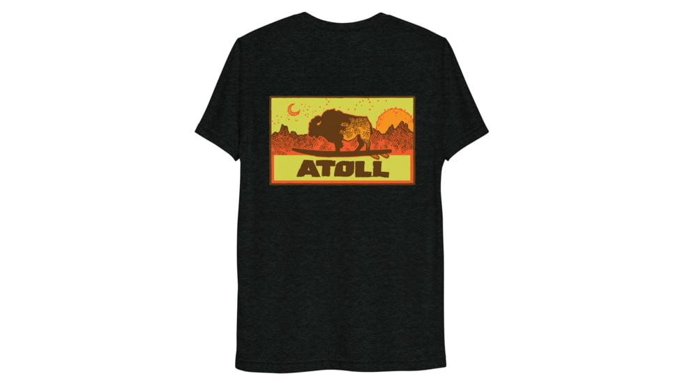 Atoll Board Co Unisex Tri Blend T-shirt with Atoll Sunset Logo Hunter Edition - Charcoal-Black Triblend, M - Charcoal-Black Triblend,M, 629A490B453C7Charcoal-Black-Triblend-M