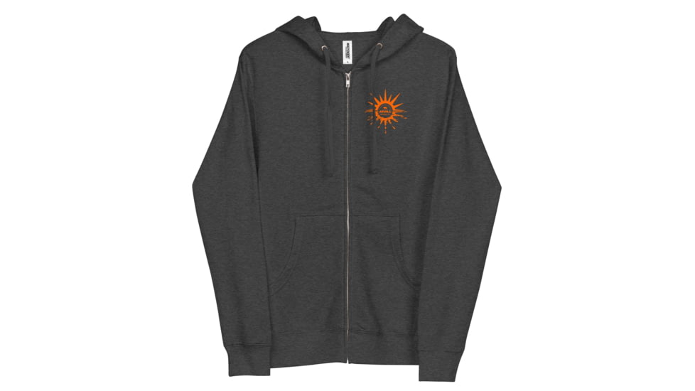 Atoll Board Co Unisex Zip Up Hoodie with Atoll Horizon Sunset Graphic - Charcoal Heather, M - Charcoal Heather,M, 64518E33C2CFDCharcoal-Heather-M