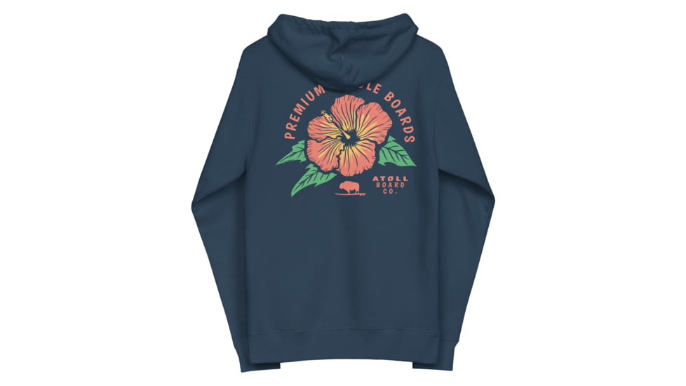 Atoll Board Co Zip Up Hoodie with Atoll Paddle Board Island Flower Graphic - Navy, 2XL - Navy,2XL, 64418B533A5D7Navy-2XL