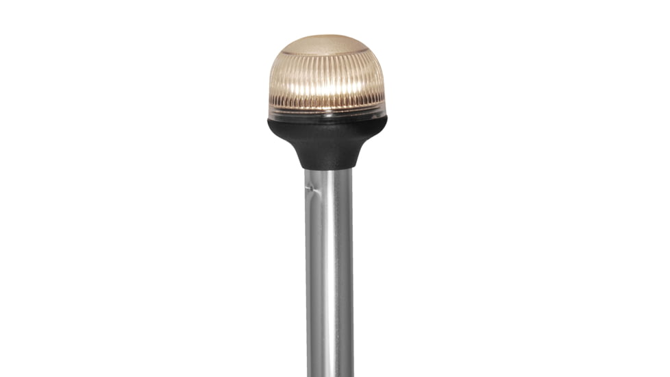 Attwood Marine All-Around Fold-Down Incandescent Anti-Glare 12V Lens Light w/ Horizontal Composite Base,  20in Aluminum Pole, 5350-PA20-7