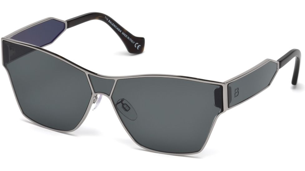 Balenciaga BA0095 Sunglasses - Shiny Light Ruthenium Frame Color, Smoke Mirror Lens Color