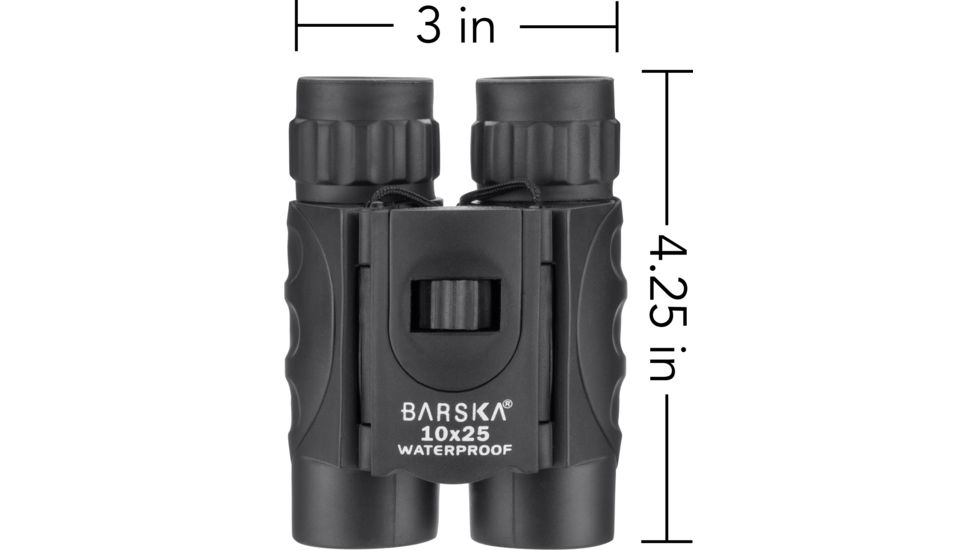 Barska 10x25mm Waterproof Compact Binocular, Black, Small AB12725