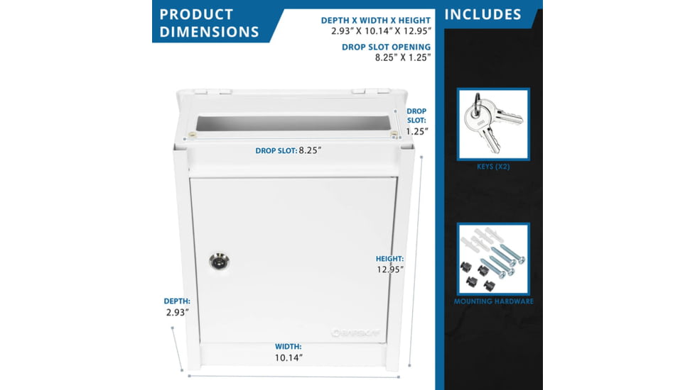 Barska Small Locking Wall Mount Drop Box, White, Small, CB14076