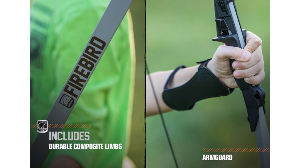 Bear Archery Firebird Youth Bow / Bow Only / Right or Left Handed, Gray, AYB6601