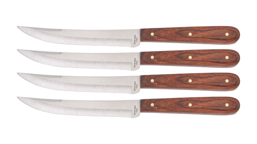 Bear &amp; Son Steak Knife Set, High Carbon SS Blade, RoseWood Handle BC2STKR