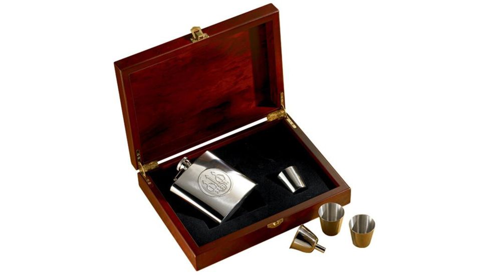 Beretta Set Of 6 Oz Flsk 3 Glasses In A Wood Box 0g4900010085