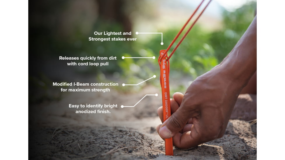 Big Agnes Dirt Dagger UL Tent Stakes, Pack of 30, 6in, Orange, ADD6BULK3021