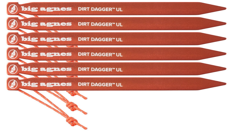Big Agnes Dirt Dagger UL Tent Stakes, Pack of 30, 6in, Orange, ADD6BULK3021