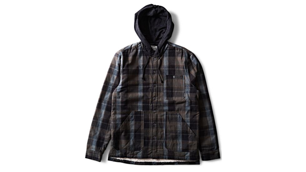 Billabong Baja Sherpa Hooded Flannel Shirt - Mens, Black, Large, M525SBBA-BLK-L