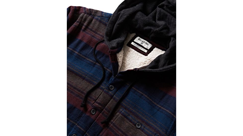 Billabong Baja Sherpa Hooded Flannel Shirt - Mens, Navy, Medium, M525SBBA-NVY-M