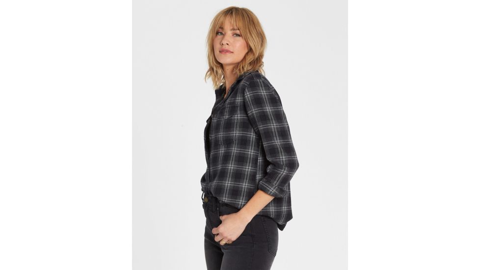 Billabong Venture Out Long Sleeve Flannel Shirt - Womens, Black White, Small, J507MVEN-BCI-S