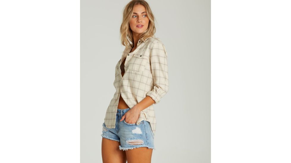 Billabong Venture Out Long Sleeve Flannel Shirt - Womens, White Cap, Medium, J507MVEN-WCP-M