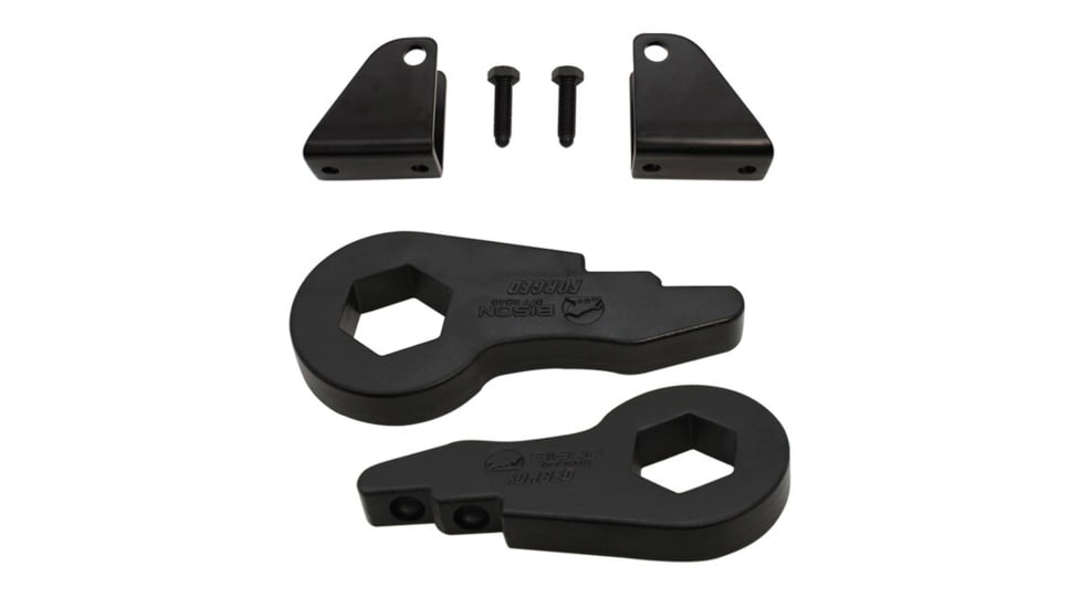 Bison Offroad GM Full-Size Truck/ SUV 2000-2012 Front Leveling Kit w/ Forged Torsion Key, 33in Max Tire Size, Black, 2.5, GF-1502-33