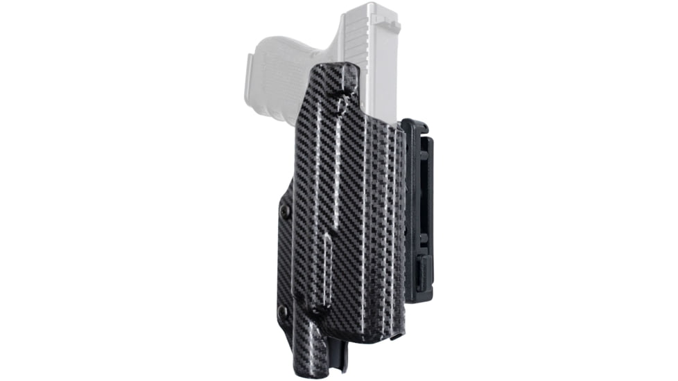 Black Scorpion Outdoor Gear Pro IDPA Competition OWB Holster, Glock 17, 19,19X, 22, 31, 44, 45 w/ X300, Right Hand, Carbon Fiber, HC03-IDPA-GL17X300CFRH