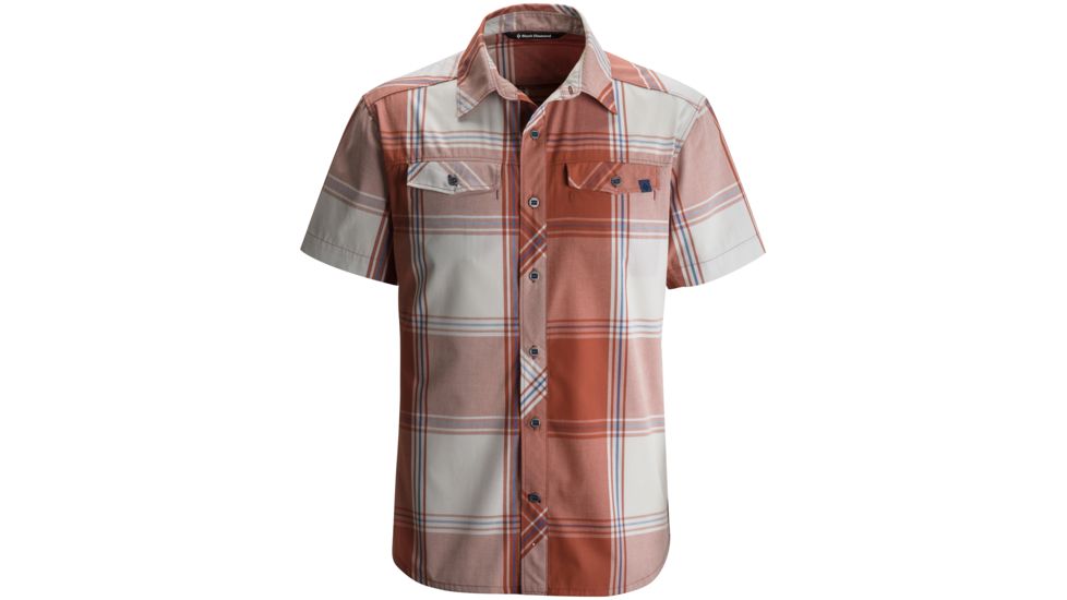 Black Diamond Technician Short Sleeve Shirt - Mens, Rust-Aluminum Plaid, Extra Large, APJ3U1983XLG1