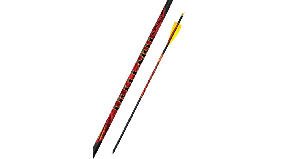 Black Eagle Arrows Outlaw Feather Fletched Arrows - .005in 6 Pack - 500, Black, Yellow, Red, 500 Spine Outl-Feather-Fletch-0004