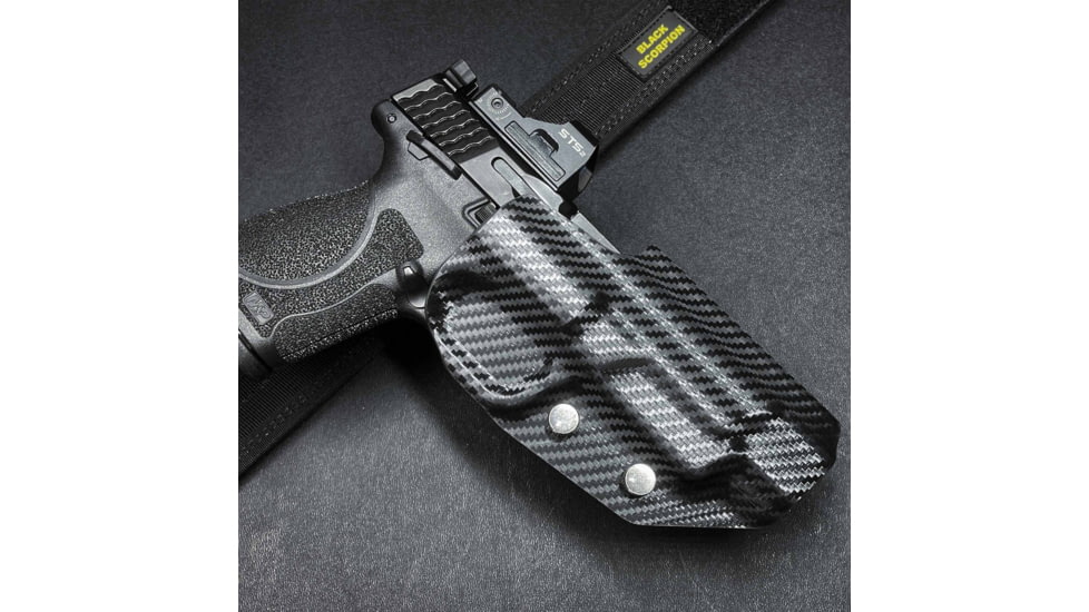 Black Scorpion Outdoor Gear Pro Competition OWB Holster, Glock 17, 19, 19X, 22, 31, 44, 45 w/ TLR7, TLR8, Right Hand, Carbon Fiber, HC04-USPSA-GL17TLR8CFRH