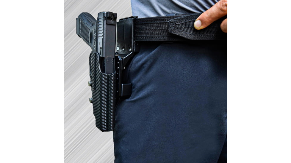 Black Scorpion Outdoor Gear Pro Competition OWB Holster, Glock 17, 19, 19X, 22, 31, 44, 45 w/ TLR7, TLR8, Right Hand, Carbon Fiber, HC04-USPSA-GL17TLR8CFRH