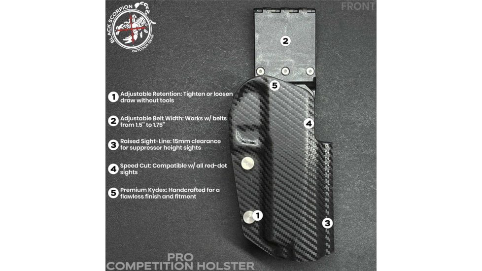 Black Scorpion Outdoor Gear Pro Competition OWB Holster, Canik SFx Rival, Right Hand, Carbon Fiber, HC04-USPSA-SFXRIVALCFRH