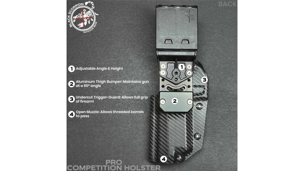 Black Scorpion Outdoor Gear Pro Competition OWB Holster, Canik SFx Rival, Right Hand, Carbon Fiber, HC04-USPSA-SFXRIVALCFRH