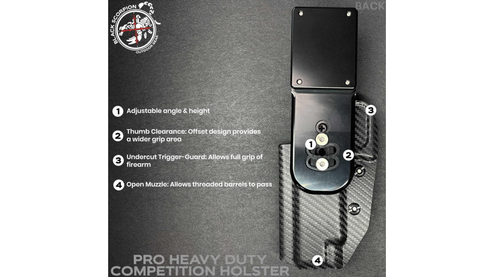 Black Scorpion Outdoor Gear Pro Heavy Duty Competition Kydex OWB Holster, Springfield Armory digy 5in w/ X300 , Right Hand, Black Shell Carbon Fiber, HCD1-USPSABS-PRODI5X300-CF