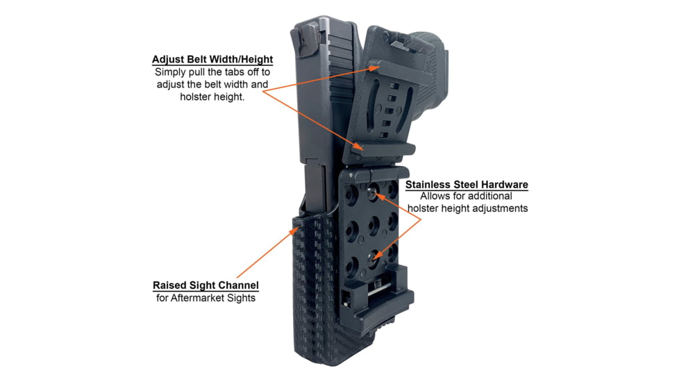 Black Scorpion Outdoor Gear Pro IDPA Competition Holster, Right Hand, Walther PPQ Mod 2/ PPQ Q5 Match, 5in Barrel, 1.5 - 1.75in Belts, Kydex, Carbon Fiber, HC03-IDPA-WALTHERQ5CFRH