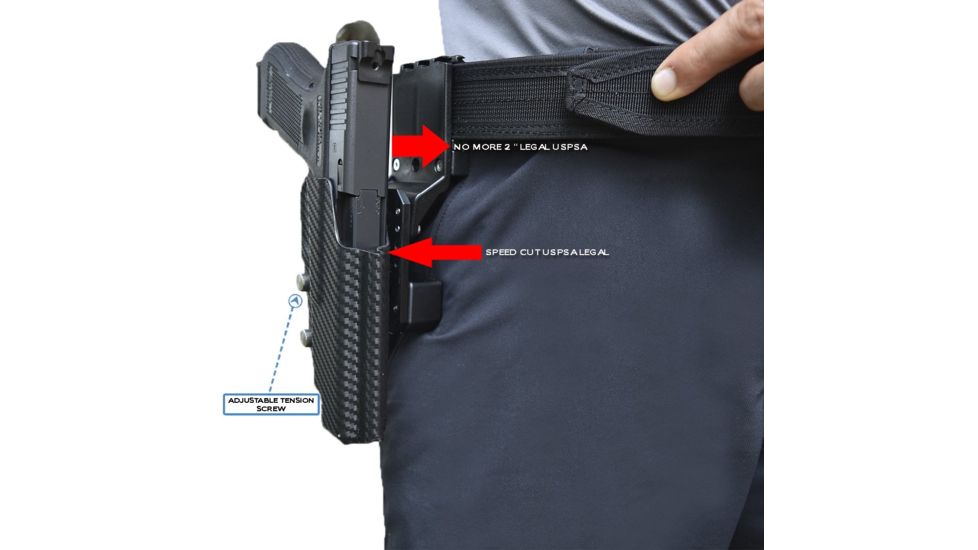 Black Scorpion Outdoor Gear Pro USPSA Competition Holster, Right Hand, Canik TP9 SFx, 5.2in Barrel, 1.5 - 1.75in Belts, Kydex, Carbon Fiber, HC04-USPSA-TP9SFXCFRH
