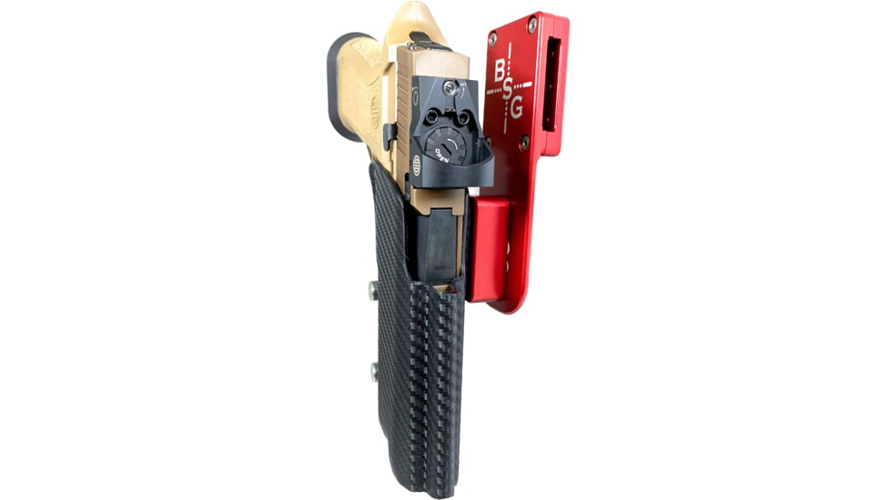 Black Scorpion Outdoor Gear Sig Sauer P320 X5, X5 Legion Pro Heavy Duty Competition Holster, Left Hand, Red Shell / Carbon Fiber, HCD2-USPSABS-P320X5CFLH