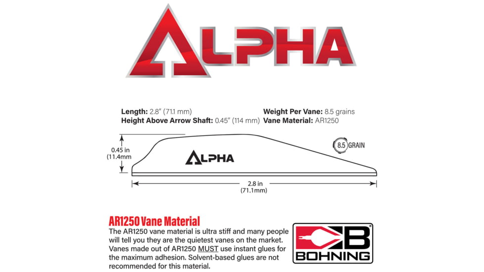 Bohning Alpha Vanes, 100 Pack, Neon Yellow, 101062NY28