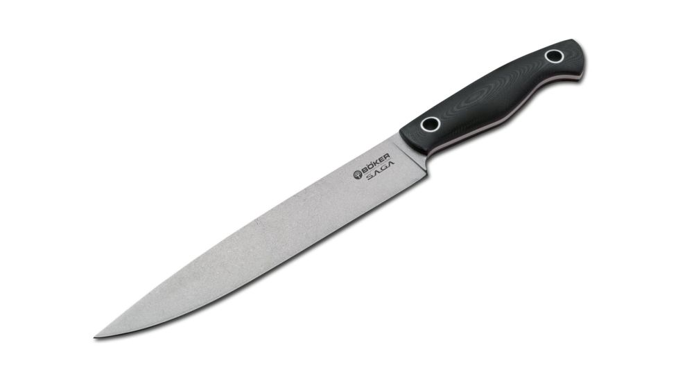 Boker USA Saga Carving Knife,7.5in 440C Steel Stonewash Finish Blade,Black G10 Handle 130480