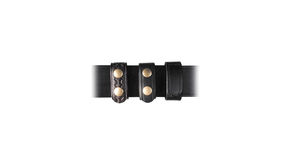 Boston Leather 1 Belt Keeper w/Hidden Cuff Key, Brass Buckle, Basket Weave, Black, 5492-3-GLD