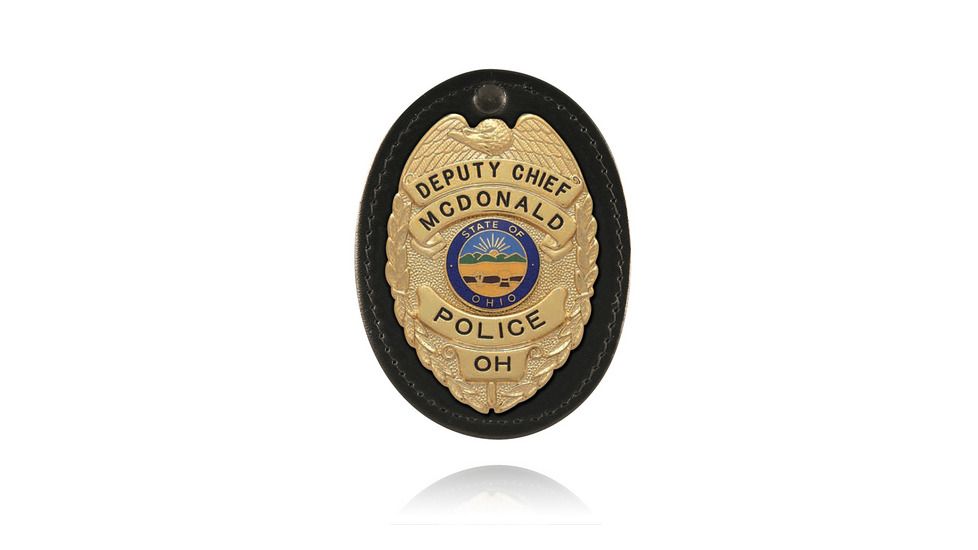 Boston Leather Badge Holder Swiveloval Velcro - 5888XL-1